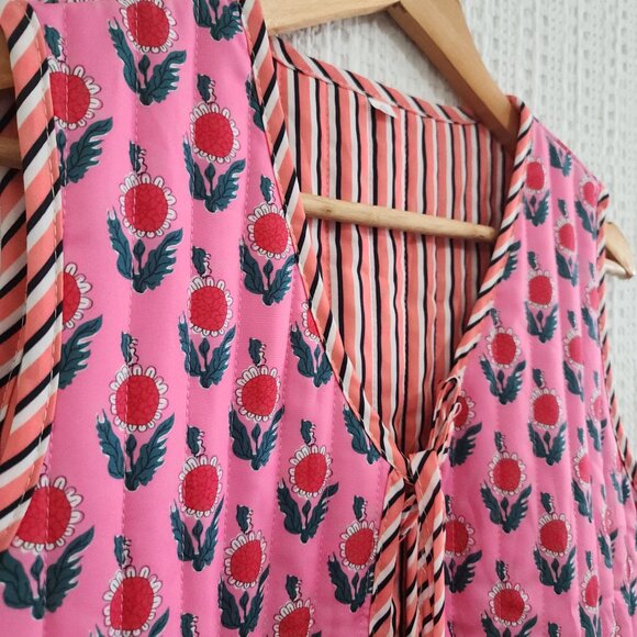 Amazon Cropped Floral Quilted Puffer Vest Printed Padded Gilet Outwear Small - Picture 8 of 13